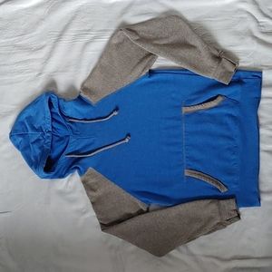 Campus Crew Grey and Blue Colour Block Hoodie